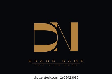 DN initial letter logo design. Letter D and N luxury alphabet letter logo icon template