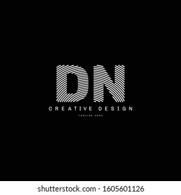 DN Initial Letter Uppercase with Line Inside. Modern Logo Design