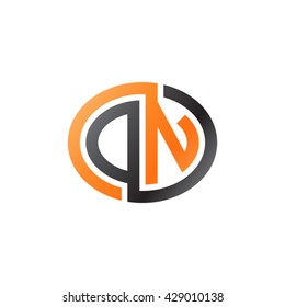 DN initial letters looping linked ellipse logo orange black