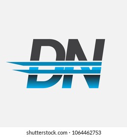 DN initial logo company name colored black and blue, Simple and Modern Logo Design.