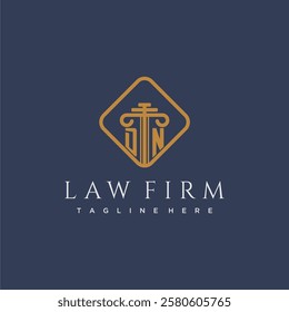 DN initial monogram logo for lawfirm with pillar in creative square design