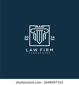 DN initial monogram logo for lawfirm with pillar design in creative square
