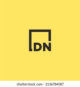 DN initial monogram logo with square style design