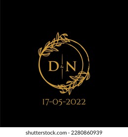 DN initial monogram wedding with creative circle line