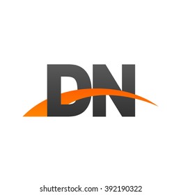DN initial overlapping swoosh letter logo black orange