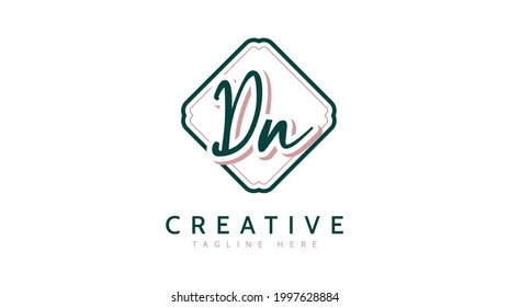 DN Initials, handwriting logo vector