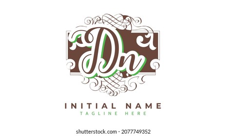 Dn Initials, handwriting logo vector