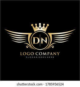 DN Letter Initial with Royal Wing Logo Template.