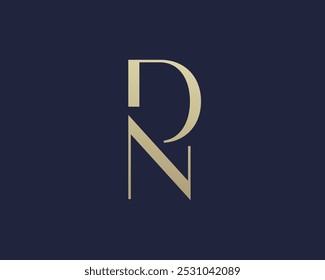 Design do ícone do logotipo da letra DN. Monograma de iniciais de luxo estilo clássico.