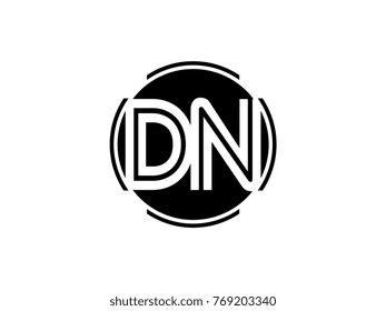 DN letter logo round black