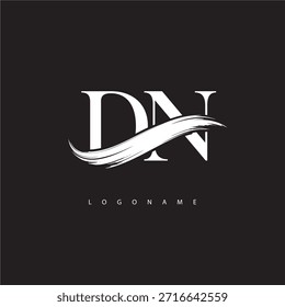 DN Letter Monogram Logo with Brush Stroke for Modern Brand Identity
