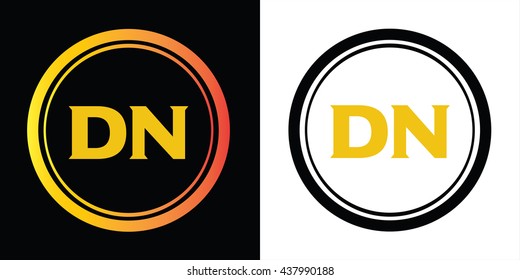 DN letters icon design template elements in abstract background logo, design identity in circle, alphabet letter