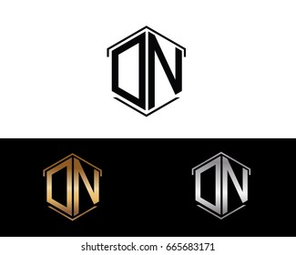 DN letters linked with hexagon shape logo



