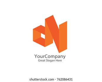 DN letters logo, D and N letters design. 3d initial logo Template Vector Illustration
