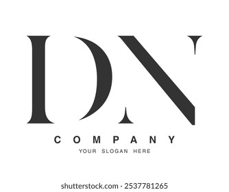 Diseño de logo DN. Estilo de letra inicial d y n serif. Tipografía de nombre de empresa clásica creativa. Logotipo o identidad de moda. Ilustración vectorial.