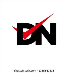 DN Logo Modern of Letter Tick Red Initial Capital Designs Template