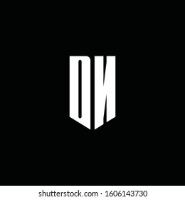 DN logo monogram with emblem style isolated on black background