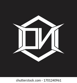 Monograma de logotipo DN con modelo hexagonal y de cuatro ejes