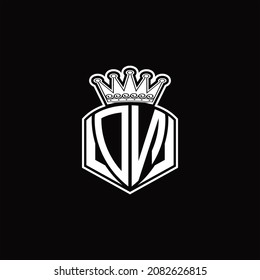 DN Logo monogram with luxury emblem shape and crown design template on black background