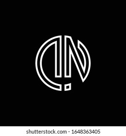 DN monogram logo circle ribbon style outline design template