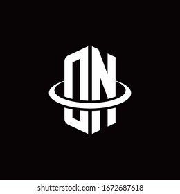 DN monogram logo in a hexagon style and surrounded by a ring