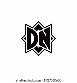 Logo de monograma DN con plantilla de diseño de esquema de estilo de rotación cuadrada