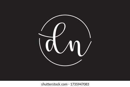 dn or nd Cursive Letter Initial Logo Design, Vector Template