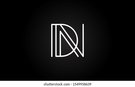 DN or ND initial based letter icon logo Unique modern creative elegant geometric fashion brands black and white color