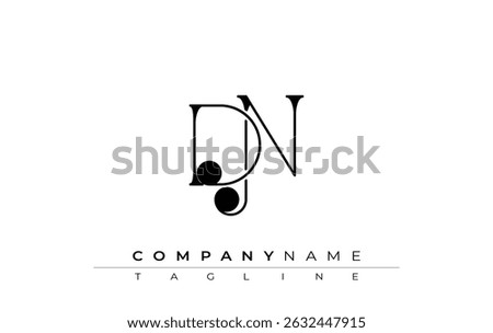 DN Typography Logo Design. Stylish monogram design depiction featuring the letters D and N combined in an artistic signature style, delivering a unique and creative visual representation.