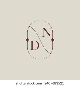 Clásico de boda DN en un elegante monograma con un diseño profesional de alta calidad que se imprimirá bien