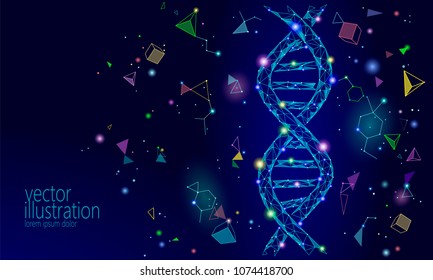 DNA 3D chemical molecule structure low poly. 