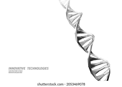 Estructura de molécula química 3D de ADN baja polilla. Línea de puntos triangulares poligonales de la parte celular sana. Ciencia microscópica medicina genoma ingeniería ilustración vectorial futura tecnología empresarial