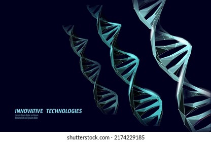 Estructura de molécula química 3D de ADN baja polilla. Línea de puntos triangulares poligonales de la parte celular sana. Ciencia microscópica genoma de medicina azul ingeniería ilustración vectorial futura tecnología empresarial