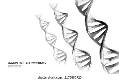 Estructura de molécula química 3D de ADN baja polilla. Línea de puntos triangulares poligonales de la parte celular sana. Ciencia microscópica genoma de medicina azul ingeniería ilustración vectorial futura tecnología empresarial