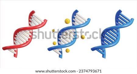 dna 3d icon set illustration