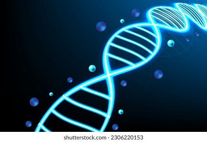 DNA 3D Polygona molecular structure particles and technology concept digital blue structure style EP.2.Elements Isolated vector illustration. and graphic technology  Science abstract  graphic design