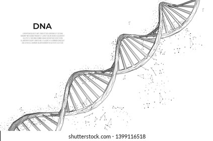 DNA. Abstract 3d polygonal wireframe DNA molecule. Medical science, genetic biotechnology, chemistry biology, gene cell concept vector illustration or background. innovation technology concept - Shutterstock ID 1399116518