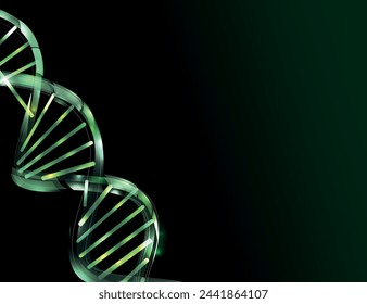 ADN. Espiral de hélice abstracta de la molécula de ADN del modelo de alambre poligonal 3d en negro. Ciencia médica, biotecnología genética, biología química, concepto de célula genética ilustración vectorial o antecedentes