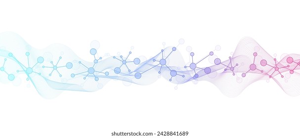 DNA Abstract Background with Deoxyribonucleic Acid Structure and Cell Molecules For Science Research and Gene genetic, Healthcare, and Medicine Design.