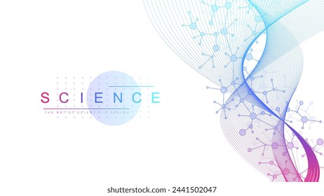 DNA Abstract Background with Deoxyribonucleic Acid Structure and Cell Molecules For Science Research and Gene genetic, Healthcare, and Medicine Design.