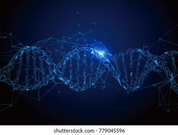 DNA abstract graphics, and the things of points and lines, vector background.