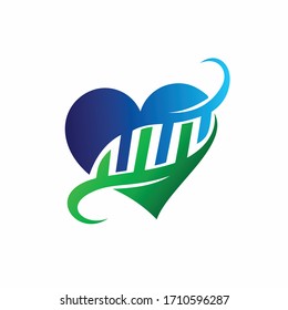 DNA abstract logo design, hearth vector logo