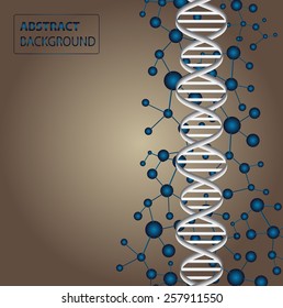 DNA, abstract molecule, cell illustration. Molecular Medicine chromosome vector. Abstract Technology background for computer graphic website internet and business.  text box. label. card.