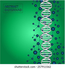 DNA, abstract molecule, cell illustration. Molecular Medicine chromosome vector. Abstract Technology background for computer graphic website internet and business.  text box. label. card.
