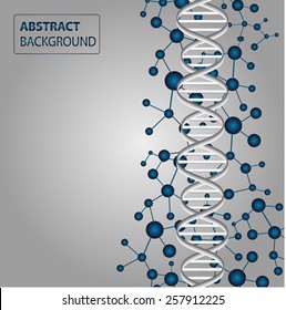 DNA, abstract molecule, cell illustration. Molecular Medicine chromosome vector. Abstract Technology background for computer graphic website internet and business.  text box. label. card.