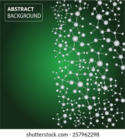 DNA, abstract molecule, cell illustration. Molecular Medicine chromosome vector. green Abstract Technology background for computer graphic website internet and business. text box. label. card.