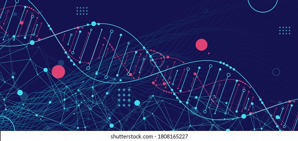 DNA abstract molecule. Medical science, genetic biotechnology, chemistry biology vector concept. 