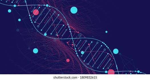 DNA Abstract Molecule. Medical Science, Genetic Biotechnology, Chemistry Biology Vector Concept. 