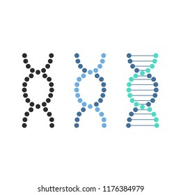 DNA abstract strand symbol set. Vector illustration.