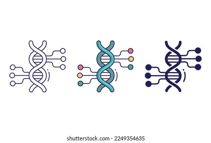 Ilustración vectorial del icono de la tecnología del ADN